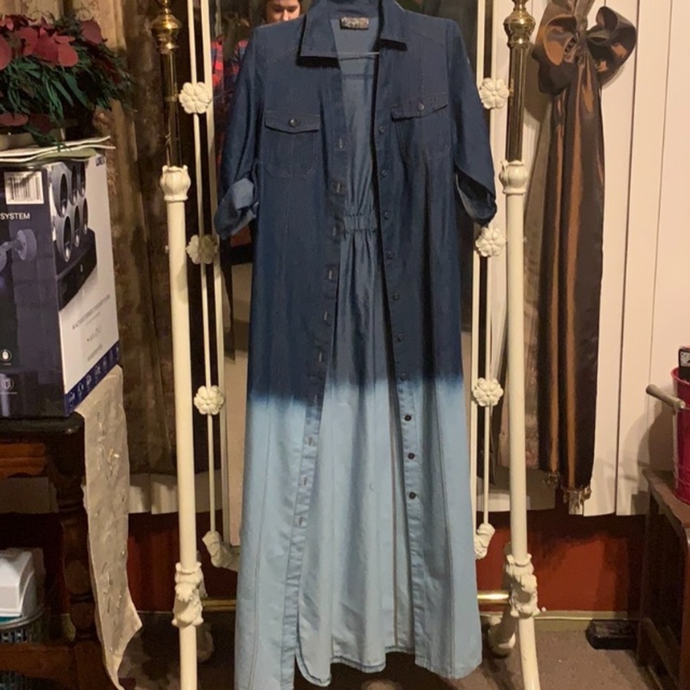 Denim button down dress